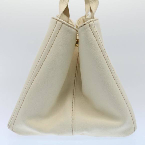 PRADA Canapa MM Hand Bag Canvas White Auth bs8562 - Picture 4 of 16